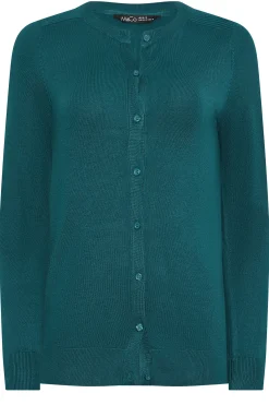 M&Co Womens Teal Green Ribbed Shoulder Cardigan><noscript><img width=