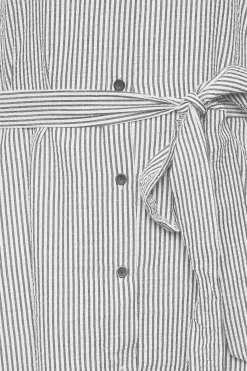 M&Co Womens White & Black Stripe Print Tie Waist Tunic Shirt Dress><noscript><img width=