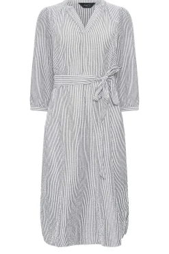 M&Co Womens White & Grey Stripe Print Tie Waist Tunic Dress><noscript><img width=