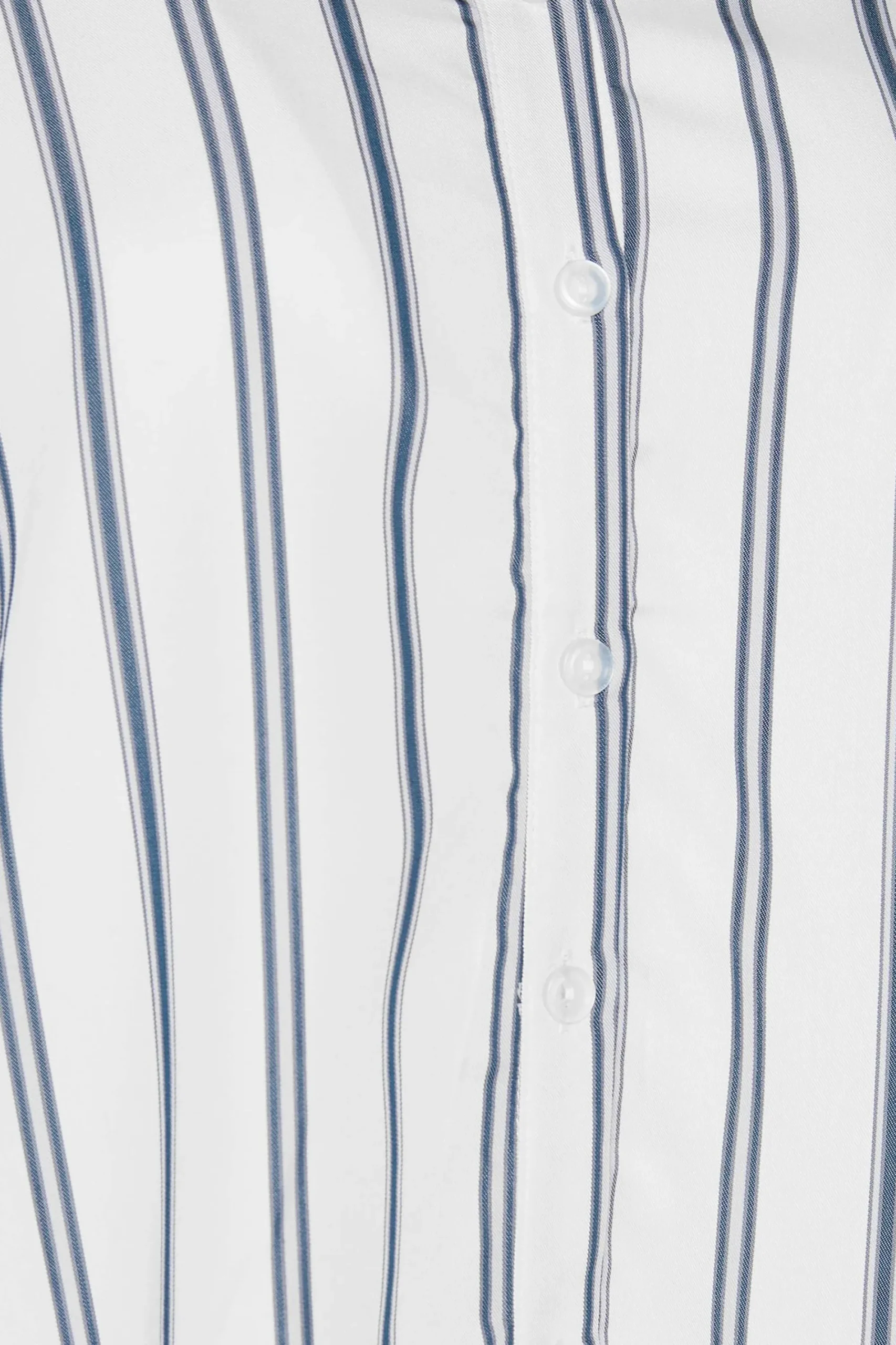 M&Co Womens White & Navy Blue Stripe Tab Sleeve Shirt>Women Shirts
