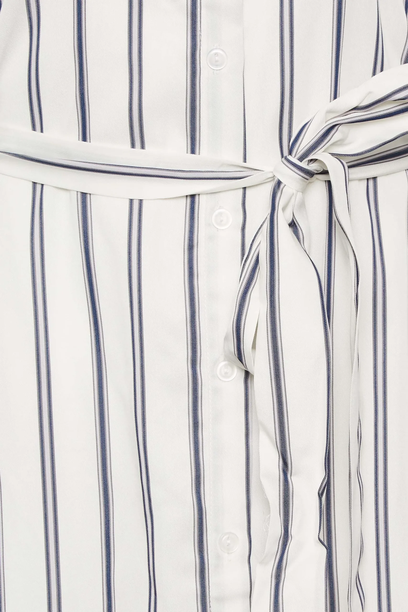 M&Co Womens White & Navy Blue Stripe Print Tie Waist Tunic Shirt Dress>Women Shirt Dresses