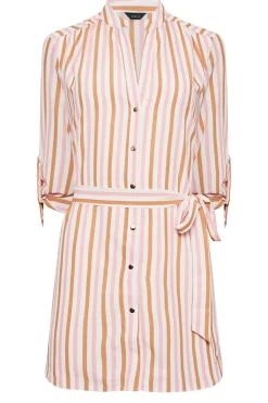 M&Co Womens White & Pink Stripe Tie Waist Blouse><noscript><img width=