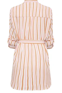M&Co Womens White & Pink Stripe Tie Waist Blouse><noscript><img width=