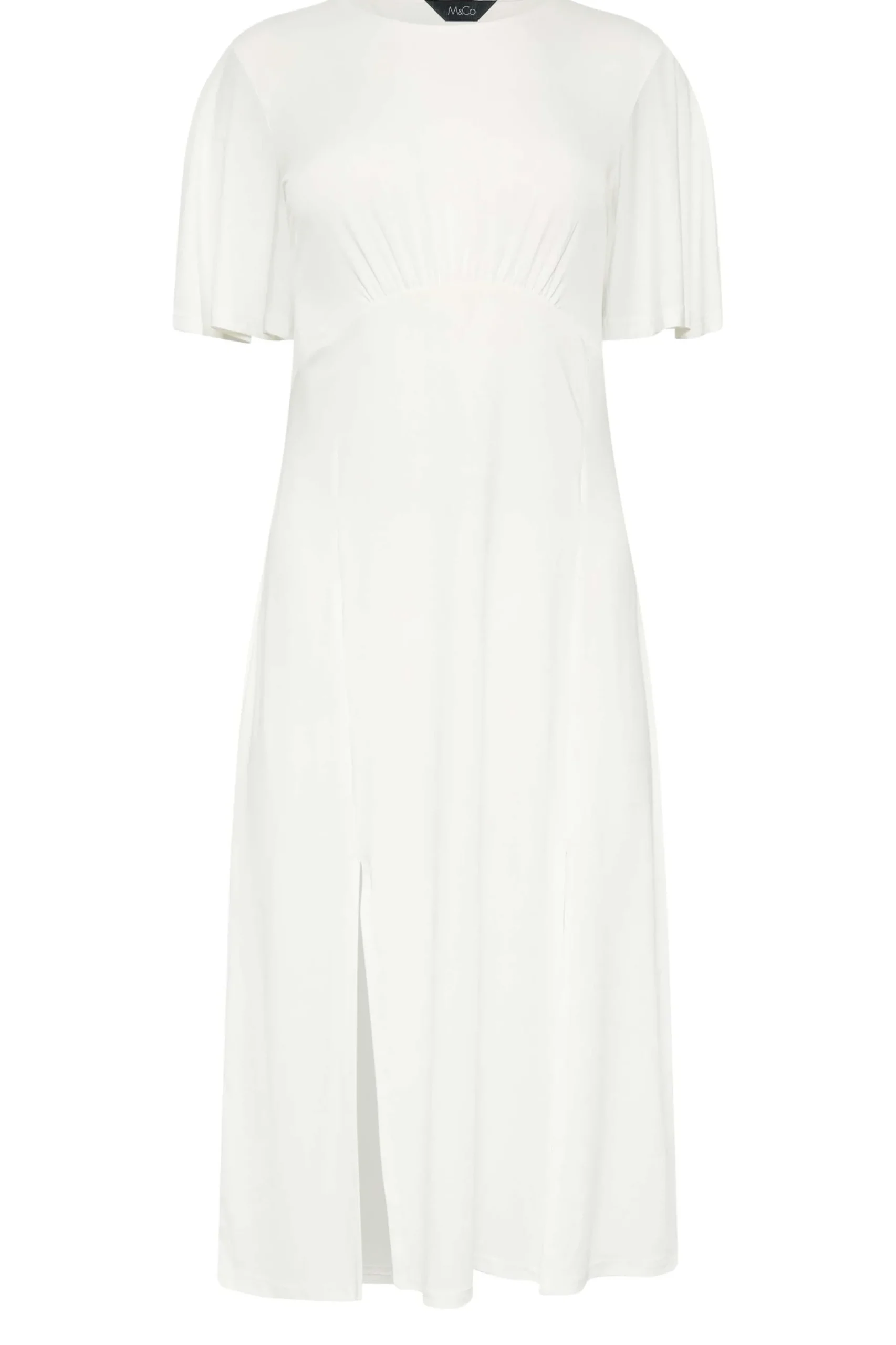 M&Co Womens White Angel Sleeve Split Hem Midi Dress>Women Midi Dresses