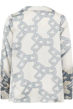 M&Co Womens White Chain Print Cowl Neck Satin Blouse><noscript><img width=