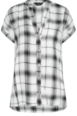 M&Co Womens White Check Short Sleeve Shirt>Women Short Sleeve Tops