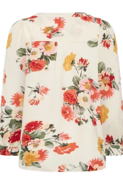 M&Co Womens White Cream Floral Print Satin Blouse><noscript><img width=