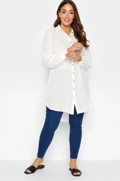 M&Co Womens White Dipped Hem Shirt>Women Shirts