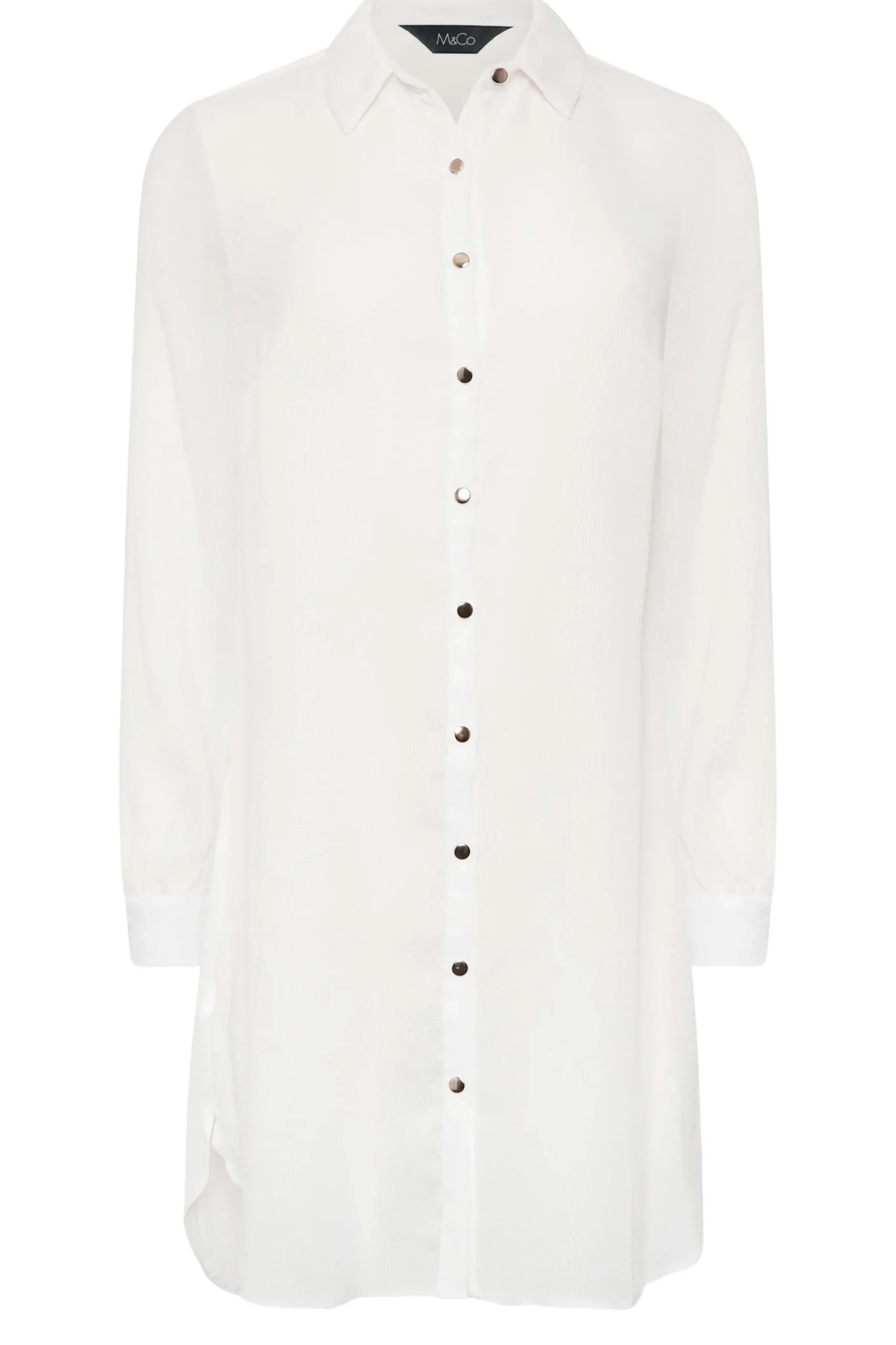 M&Co Womens White Dipped Hem Shirt>Women Shirts