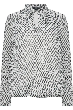 M&Co Womens White Ditsy Print Tie Neck Blouse><noscript><img width=