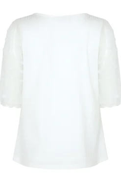 M&Co Womens White Dobby Sleeve Blouse><noscript><img width=