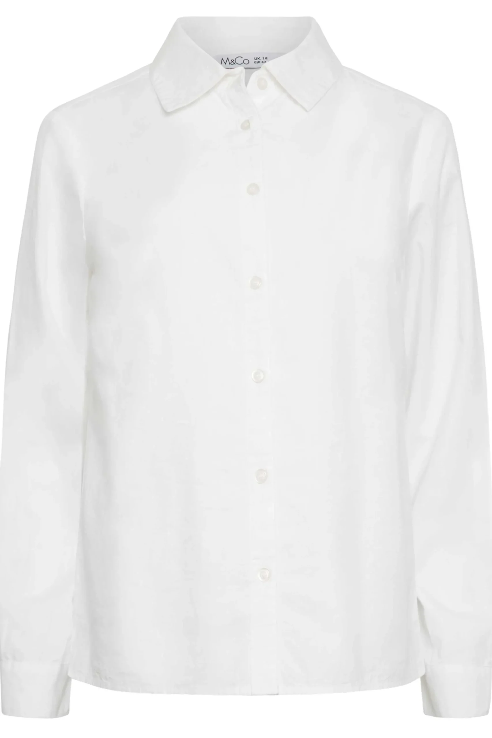 M&Co Womens White Fitted Poplin Shirt>Women Shirts