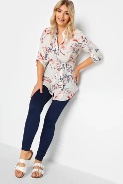 M&Co Womens White Floral Tie Waist Blouse>Women Shirts