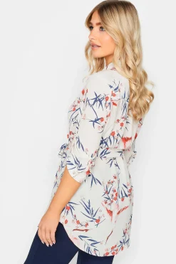 M&Co Womens White Floral Tie Waist Blouse><noscript><img width=