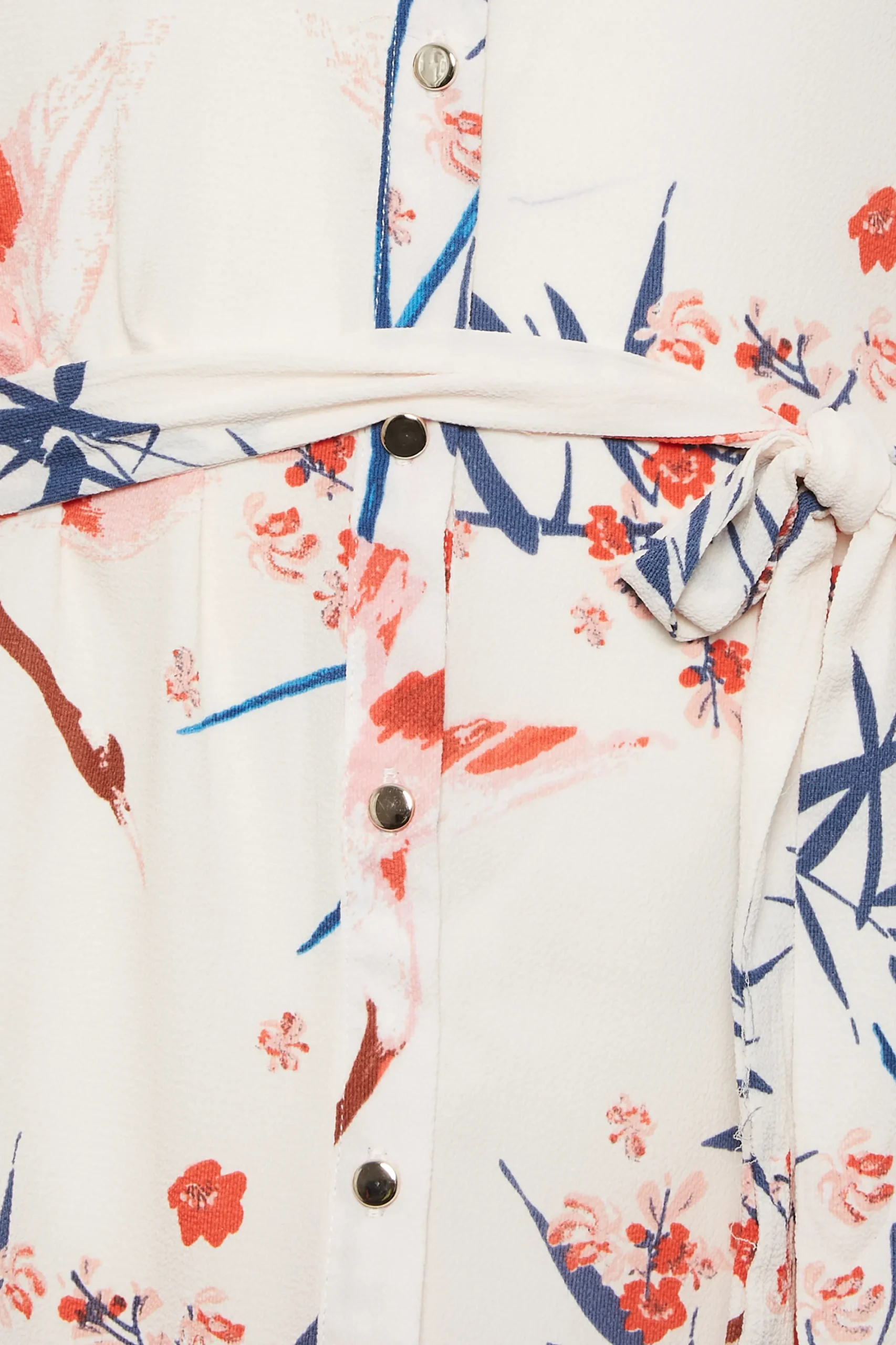 M&Co Womens White Floral Tie Waist Blouse>Women Shirts