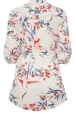 M&Co Womens White Floral Tie Waist Blouse><noscript><img width=