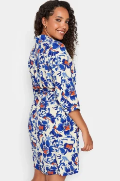 M&Co Womens White Floral Print Tie Tunic Shirt Dress><noscript><img width=