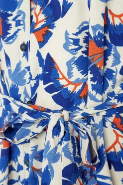M&Co Womens White Floral Print Tie Tunic Shirt Dress><noscript><img width=