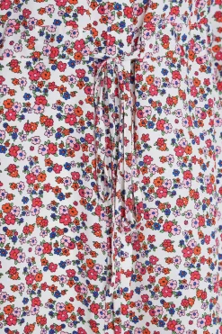 M&Co Womens White Floral Print Tie Waist Tunic Shirt><noscript><img width=