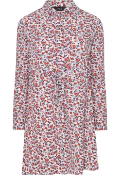 M&Co Womens White Floral Print Tie Waist Tunic Shirt><noscript><img width=