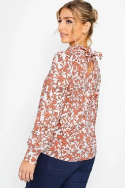 M&Co Womens White Floral Print High Neck Blouse><noscript><img width=