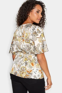 M&Co Womens White Floral Tie Back Blouse><noscript><img width=