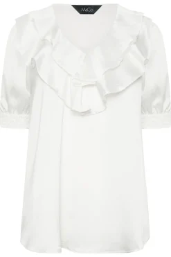 M&Co Womens White Frill Front Blouse><noscript><img width=