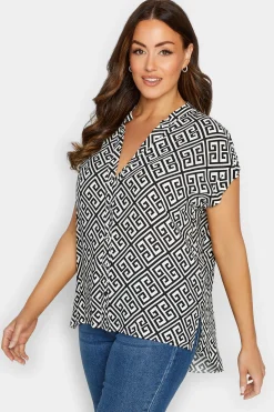 M&Co Womens White Geometric Print Shirt>Women Shirts