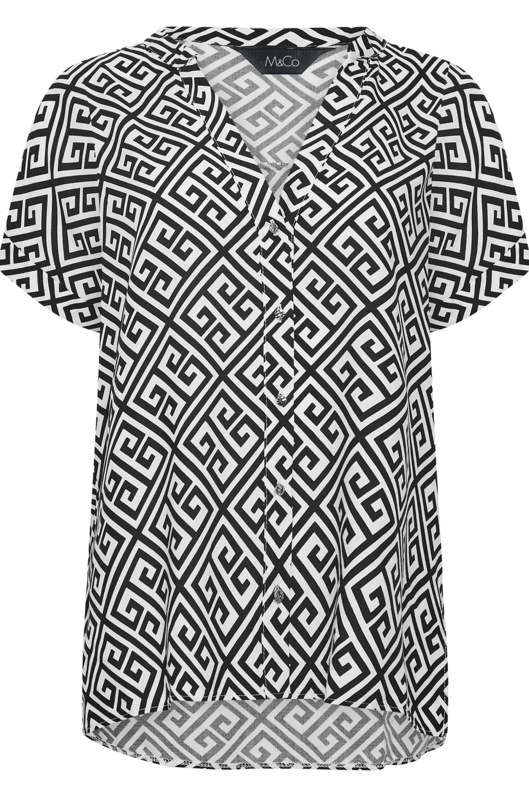 M&Co Womens White Geometric Print Shirt>Women Shirts