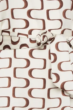 M&Co Womens White Ivory Geometric Print High Neck Tunic Blouse><noscript><img width=