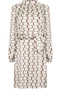 M&Co Womens White Ivory Geometric Print High Neck Tunic Blouse><noscript><img width=