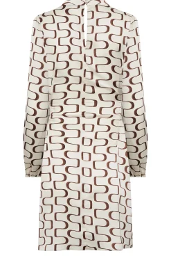 M&Co Womens White Ivory Geometric Print High Neck Tunic Blouse><noscript><img width=
