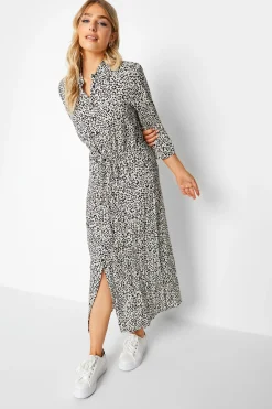 M&Co Womens White Ivory Floral Print Tie Belt Shirt Dress>Women Shirt Dresses