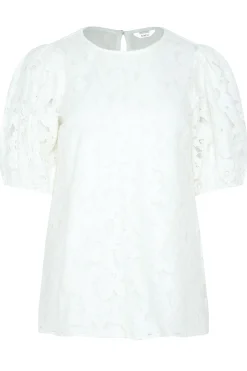 M&Co Womens White Lace Puff Sleeve Blouse><noscript><img width=