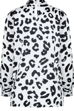 M&Co Womens White Leopard Print High Neck Satin Blouse><noscript><img width=