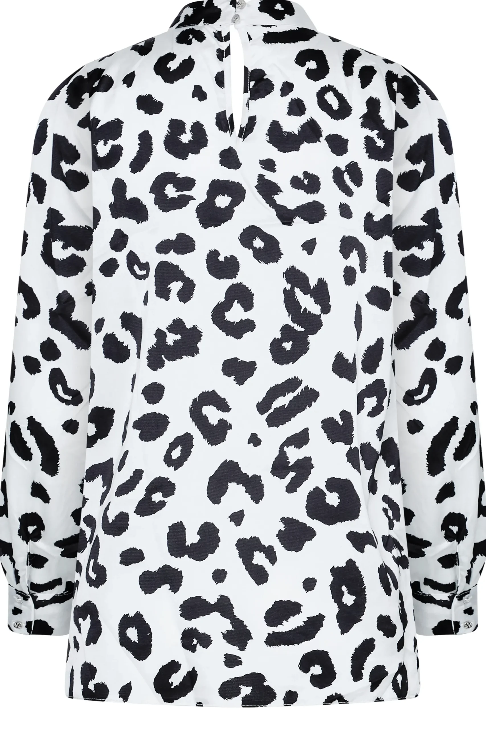 M&Co Womens White Leopard Print High Neck Satin Blouse>Women Long Sleeve Tops