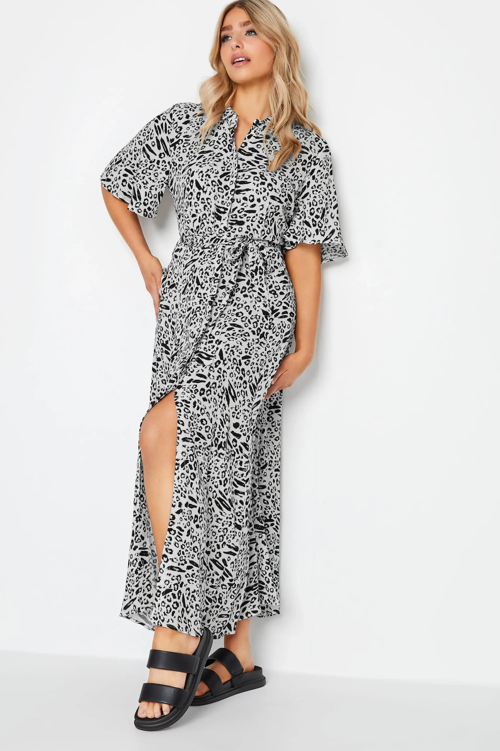 M&Co Womens White Mixed Animal Print Shirt Dress>Women Shirt Dresses