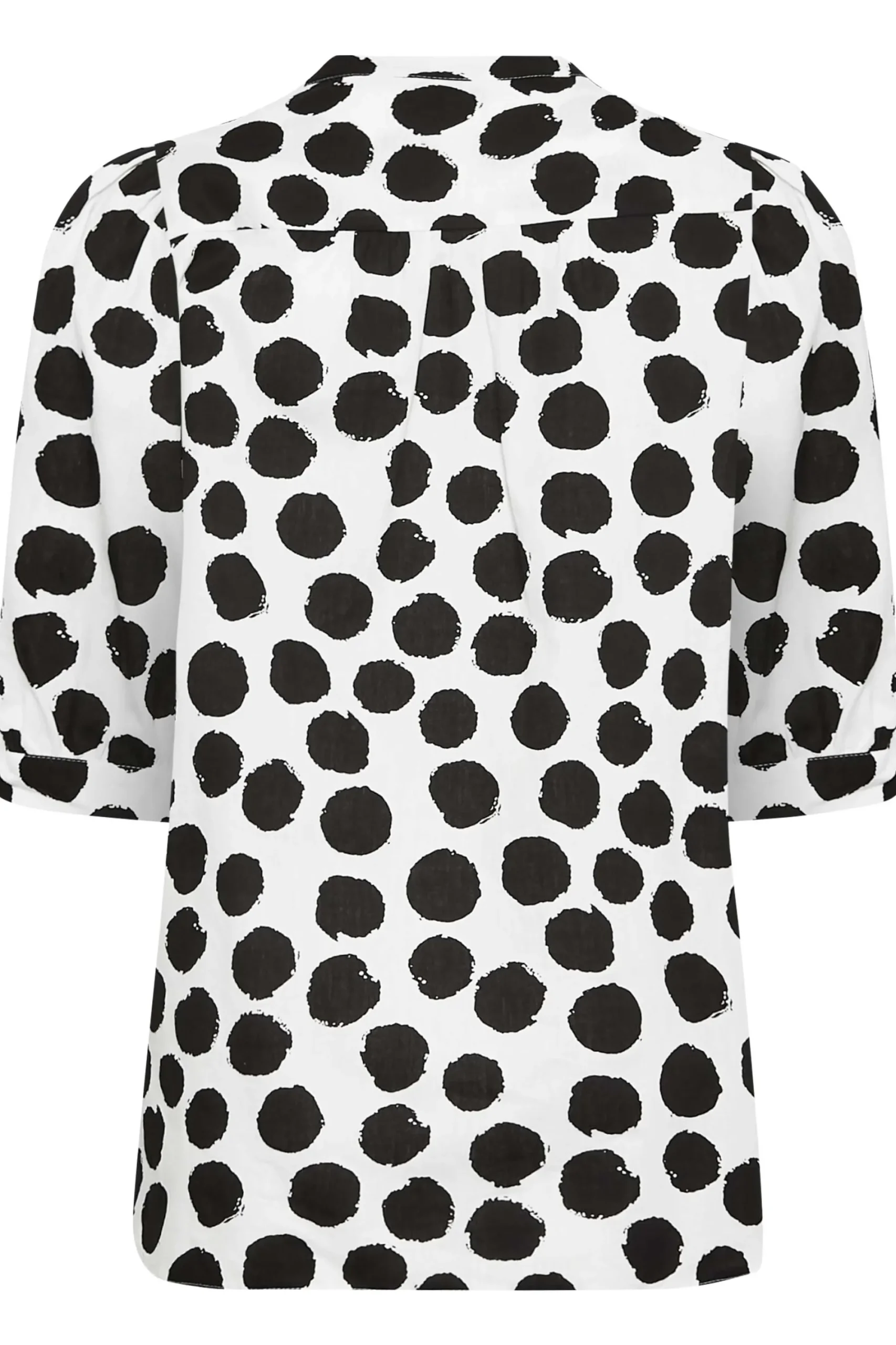 M&Co Womens White Polka Dot Puff Sleeve Shirt>Women Short Sleeve Tops