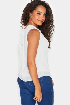 M&Co Womens White Sequin Tie Back Top><noscript><img width=