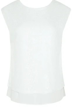 M&Co Womens White Sequin Tie Back Top><noscript><img width=