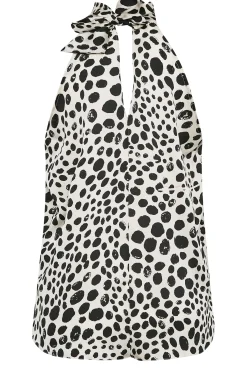 M&Co Womens White Spot Print Halter Neck Blouse><noscript><img width=