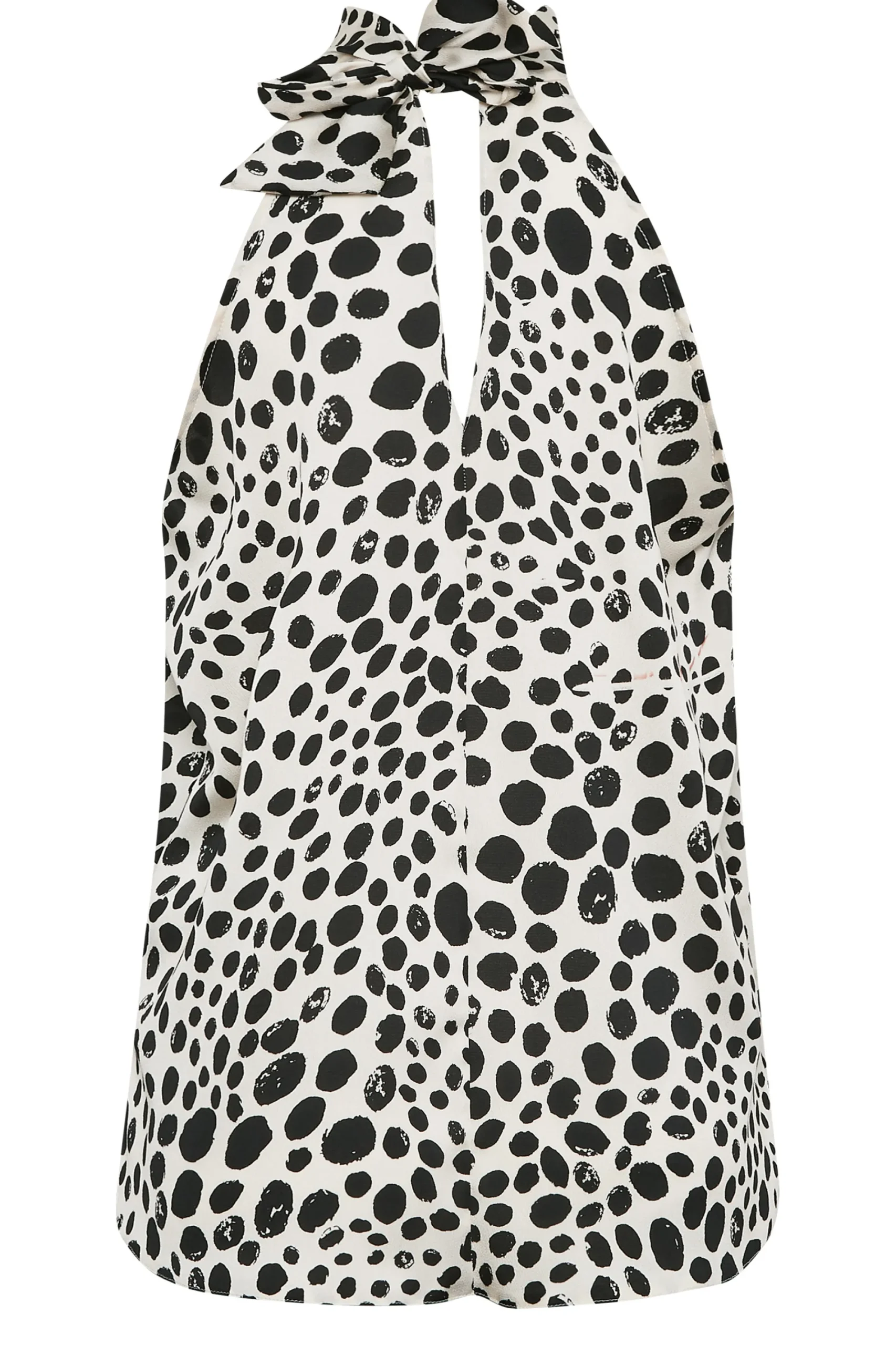 M&Co Womens White Spot Print Halter Neck Blouse>Women Short Sleeve Tops