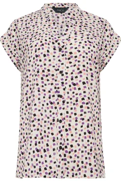 M&Co Womens White Spot Print V-Neck Blouse><noscript><img width=