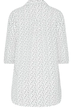 M&Co Womens White Spot Print Tab Sleeve Shirt><noscript><img width=