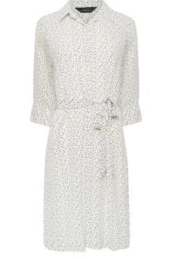 M&Co Womens White Spot Print Tie Waist Tunic Shirt Dress><noscript><img width=