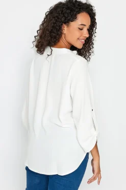 M&Co Womens White Statement Button Tab Sleeve Shirt><noscript><img width=