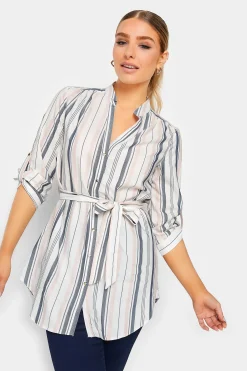 M&Co Womens White Stripe Tie Waist Blouse>Women Shirts