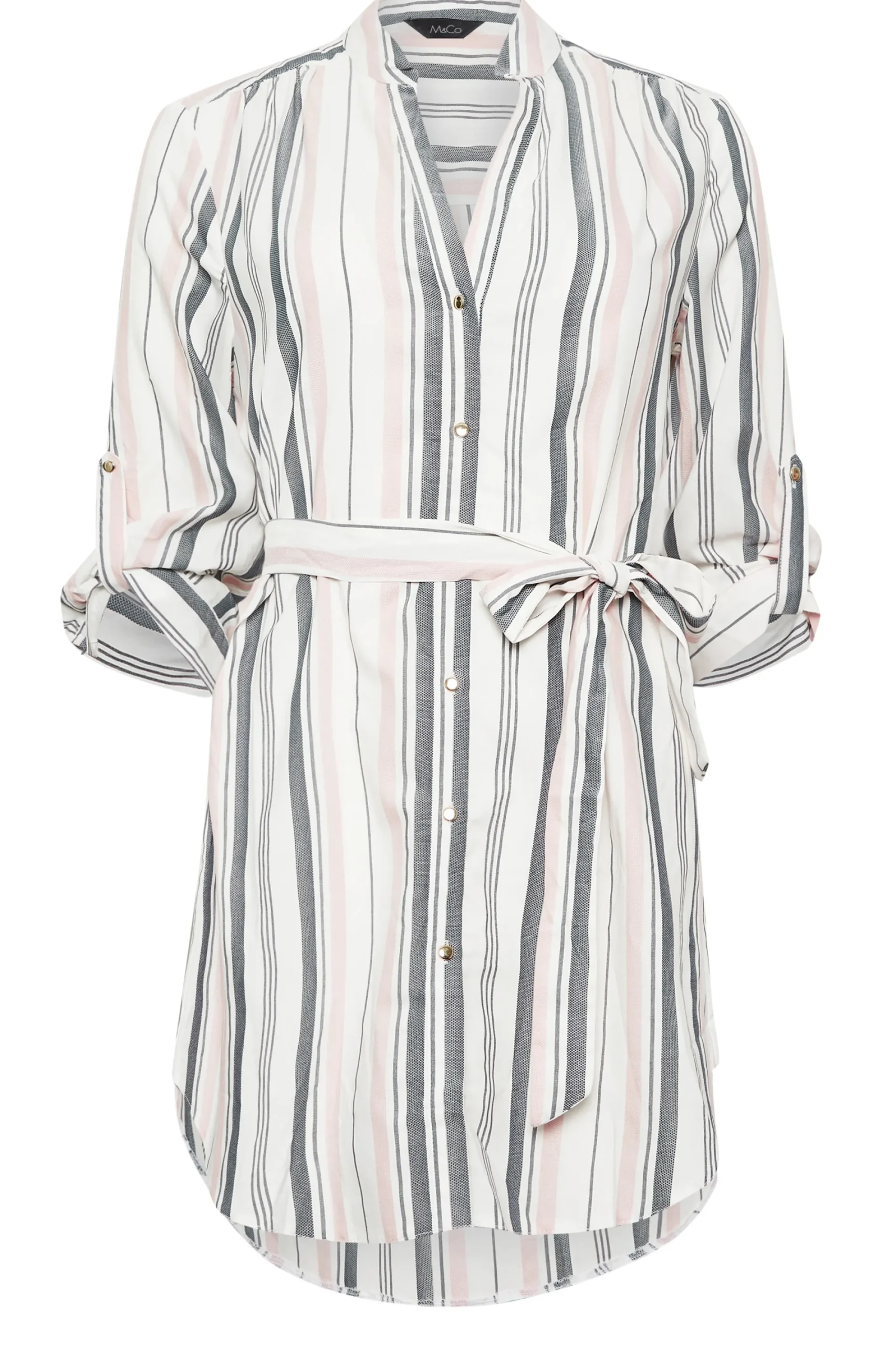 M&Co Womens White Stripe Tie Waist Blouse>Women Shirts