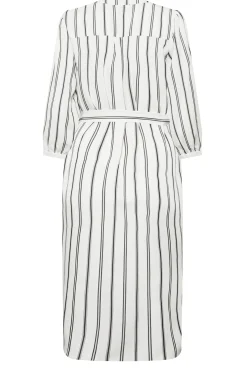 M&Co Womens White Stripe Print Tie Waist Tunic Dress><noscript><img width=