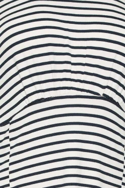 M&Co Womens White Stripe Print Angel Sleeve Split Hem Midi Dress><noscript><img width=